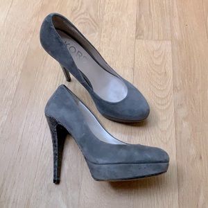 Gray suede, almond toe, KORS - Michael Kors Heels